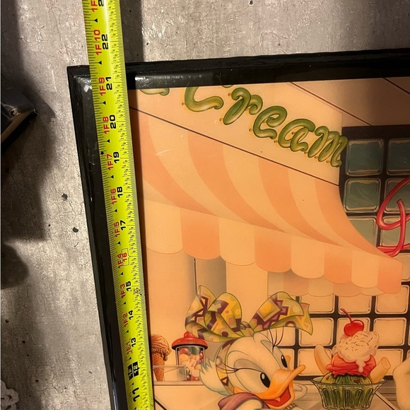 Vtg 80s Disney Minnie Mouse & Daisy Duck Ice Cream Diner laminated Framed Large - Picture 7 of 9